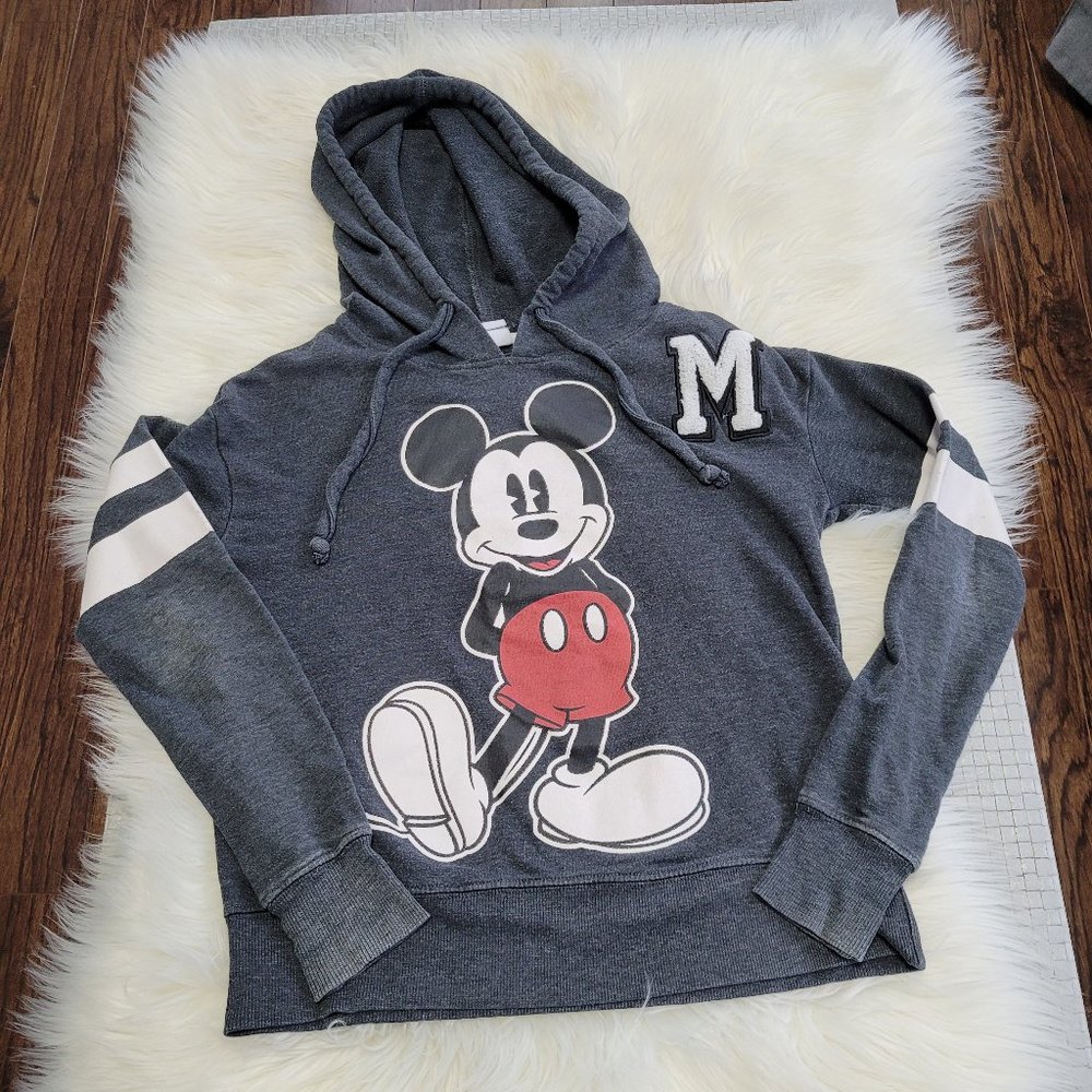 Disney | Kids Pullover Hoodie Sweater Gray Distressed Mickey Mouse Sweatshirt